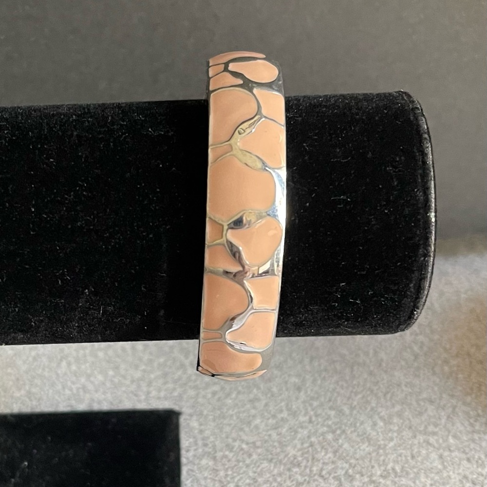 Silver & Peach Hinged Bracelet